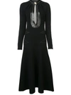 Proenza Schouler Keyhole-front Long-sleeve A-line Dress W/ Topstitching In Black