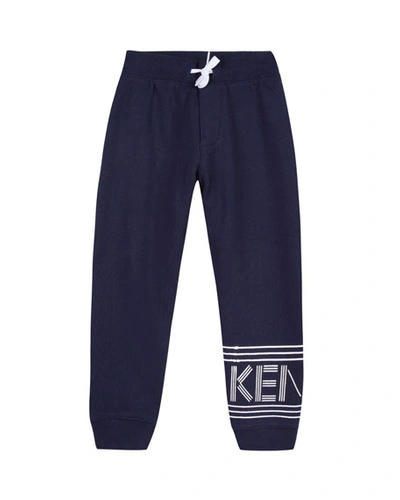 Kenzo Fleece Logo Jogger Pants In Navy