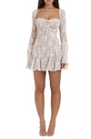 House Of Cb Analissa Long Sleeve Lace Minidress In Vintage Cream
