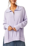 Free People Walk Away Half Zip Tunic Pullover In Purple