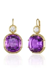 Mindi Mond Imperial Amethyst & Diamond Drop Earrings In Gold/ Diamond/ Amethyst