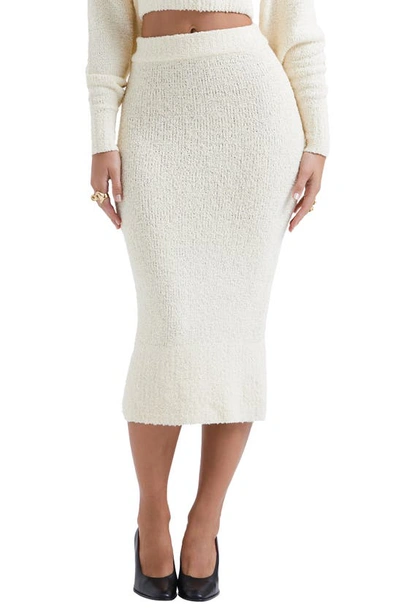 House Of Cb Women's Cream Soft Boucle Mishka Bouclé Knitted Midi Skirt