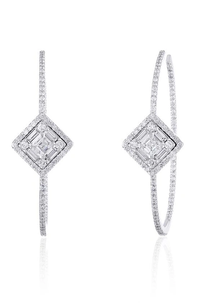 Mindi Mond Clarity Asscher Diamond Hoop Earrings In White Gold/ Diamond