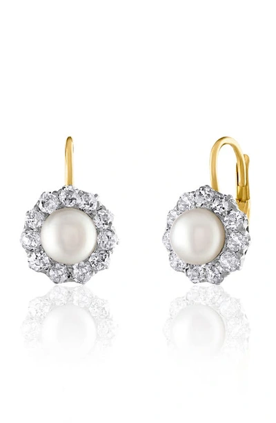 Mindi Mond Freshwater Pearl & Diamond Drop Earrings In Yellow Gold/ Diamond/ Pearl