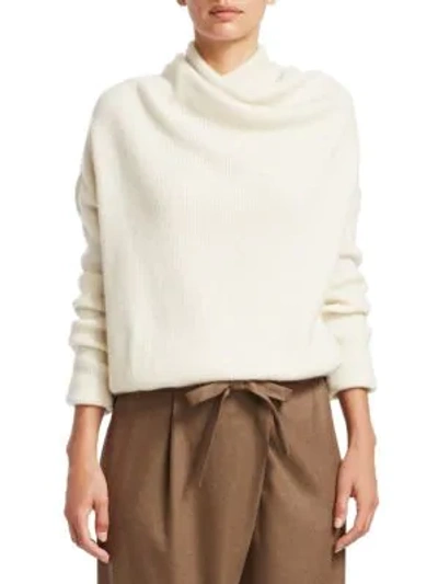 Loro Piana Reswick Cowl-neck Long-sleeve Cashmere Sweater In White