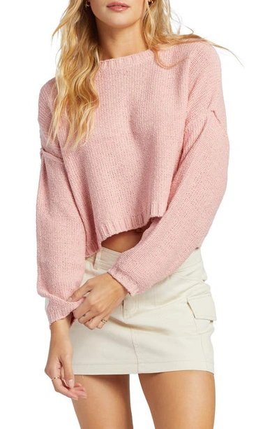 Billabong Shades Cotton Blend Crop Sweater In Light Sorbet
