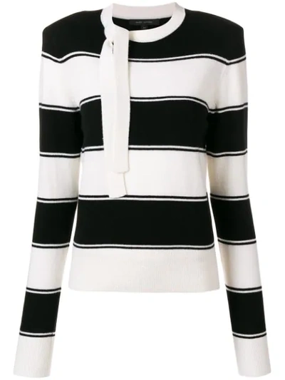 Marc Jacobs Ivory Multicolor Long Sleeve Tie Neck Sweater