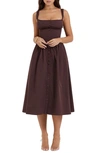 House Of Cb Tatiana Corset Dress In Rich Brown