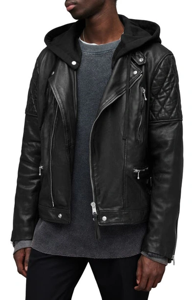 Allsaints Whitson Leather Biker Jacket In Black
