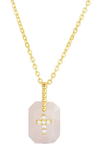 Paige Harper Geo Cross Pendant Necklace In Gold Multicolored