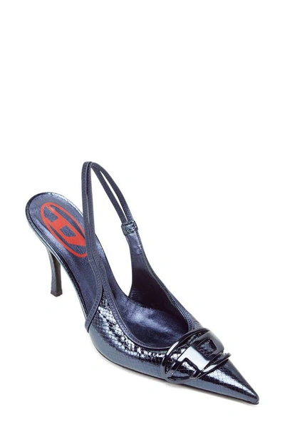 Diesel Pointed Toe Slingback Pump In Skipper Blue