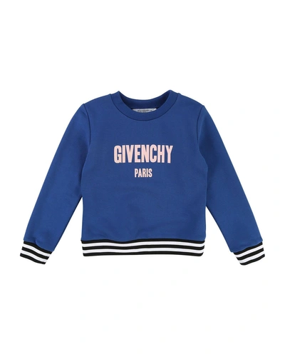 Givenchy Logo Sweatshirt W/ Striped Details In Blue
