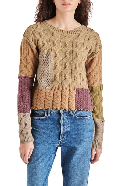 Steve Madden Karter Patchwork Sweater In Beige Multi