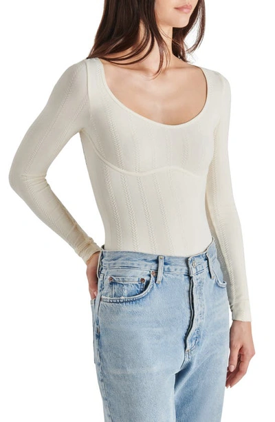 Steve Madden Serent Cable Knit Bodysuit In Cream