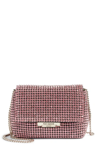 Ted Baker Glitters Mini Crystal Crossbody Bag In Pale Pink