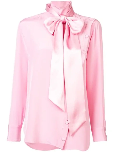 Adam Lippes Asymmetric Pussy-bow Silk-crepe Blouse In Pink