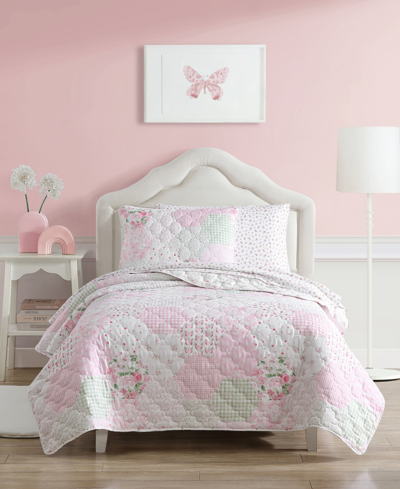 Laura Ashley Kids Ellyn Reversible Quilt Set In Pink