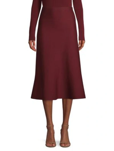Agnona Merino Extra Fine Wool-blend Skirt W/ Side Zip In Burgundy