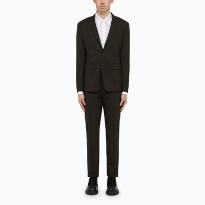 Dsquared2 Dark Grey Single Breasted Wool Suit In Black