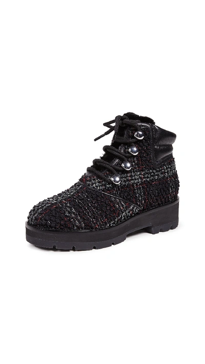 3.1 Phillip Lim / フィリップ リム Dylan Shearling-lined Tweed Leather Hiking Boots In Multi