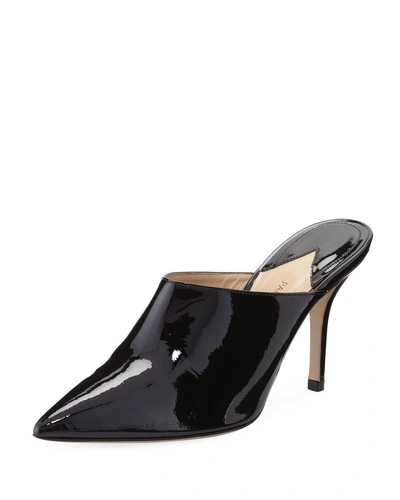 Paul Andrew Certosa Point-toe Patent Leather Mules In Black