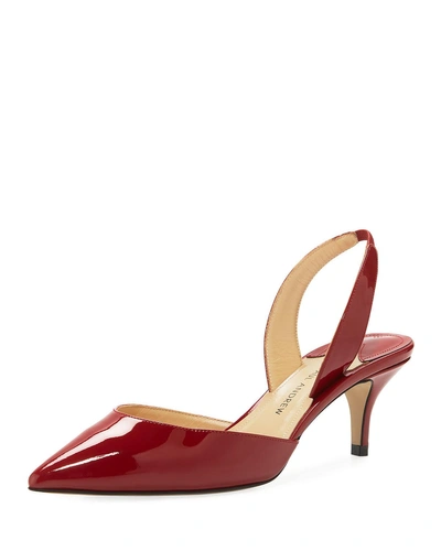 Paul Andrew Rhea 55mm Patent Leather Slingback Pumps In Red