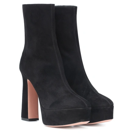 Aquazzura Saint Honoré 125 Suede Ankle Boots In Black