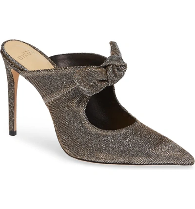 Alexandre Birman Knotted High Pointed 100mm Mules, Silver In Stellar Grey
