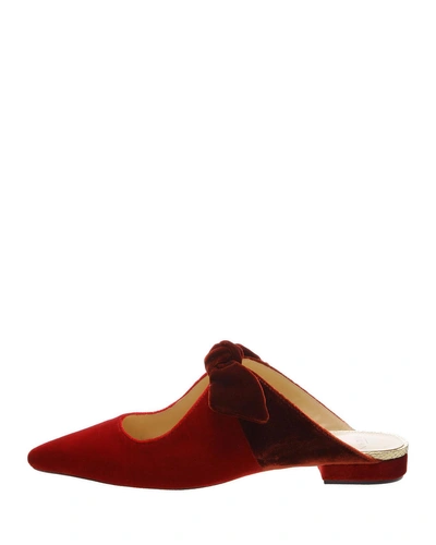 Alexandre Birman Evelyn Flat Mules With Clarita Bow In Red