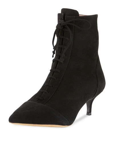 Tabitha Simmons Emmet Suede Point-toe Lace-up Ankle Boots In Black