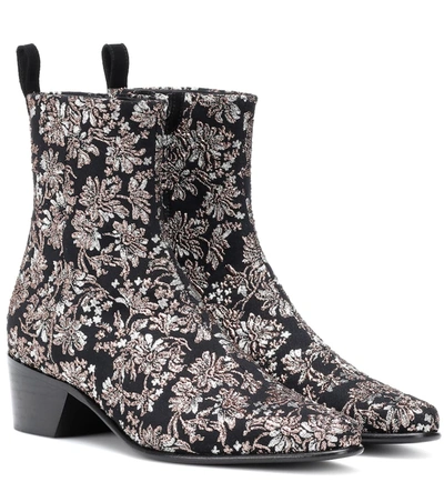 Pierre Hardy Reno Floral Brocade Ankle Boots In Black