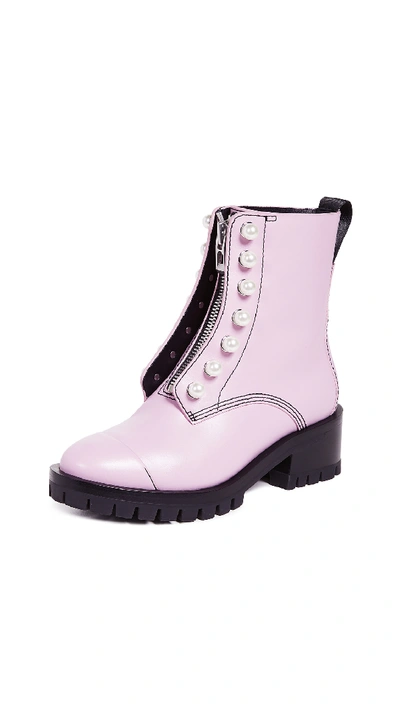 3.1 Phillip Lim / フィリップ リム Hayett Faux Pearl-embellished Leather Ankle Boots In Blossom