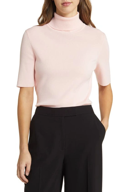 Anne Klein Short Sleeve Turtleneck Sweater In Cherry Blossom