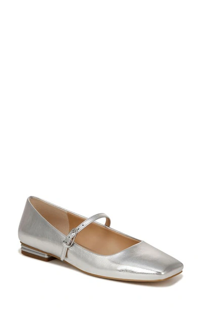 Franco Sarto Tinsley Square Toe Mary Jane Flat In Silver Faux Leather