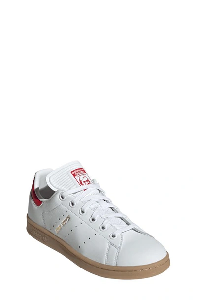 Adidas Originals Kids' Stan Smith Low Top Sneaker In White/ Better Scarlet/ Gum