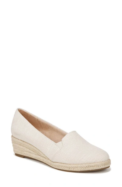 Lifestride Kamille Espadrille Wedge Slip-on In Cream Fabric
