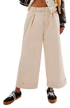 Free People After Love Roll Cuff Wide Leg Pants In Sandshell