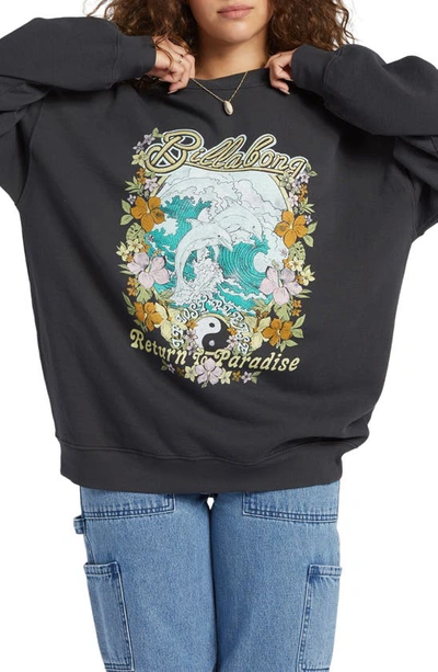Billabong Ride In Cotton Blend Graphic Sweatshirt In Black Paradise