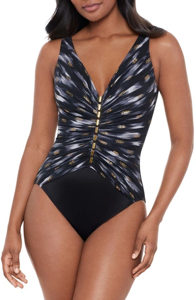 Miraclesuit Bronze Reign Chamer One-piece Swimsuit In Black Multi