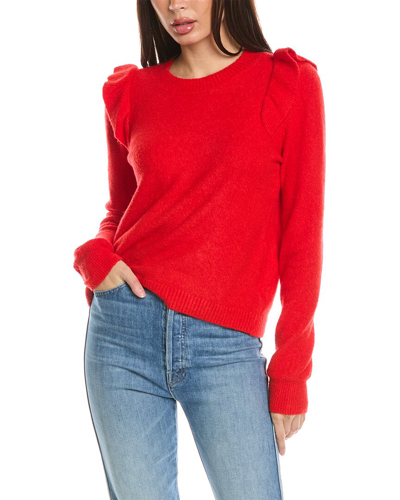 Lilla P Easy Ruffle Crewneck Sweater In Red