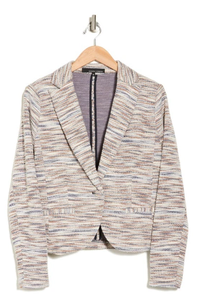 Amanda & Chelsea Classic One-button Tweed Blazer In Rust Navy Multi