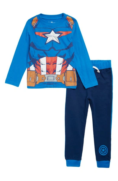 Assorted Kids' Marvel® Captain America Fleece Sweatshirt & Joggers Set In Blue