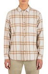 Hurley Portland Plaid Organic Cotton Flannel Button-up Shirt In Bone