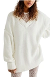 Free People Alli V-neck Sweater In White
