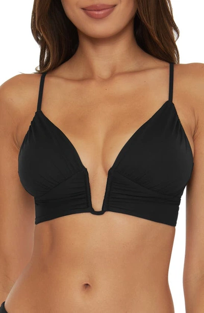 Becca Colorcode U-wire Shirred Bikini Top In Black