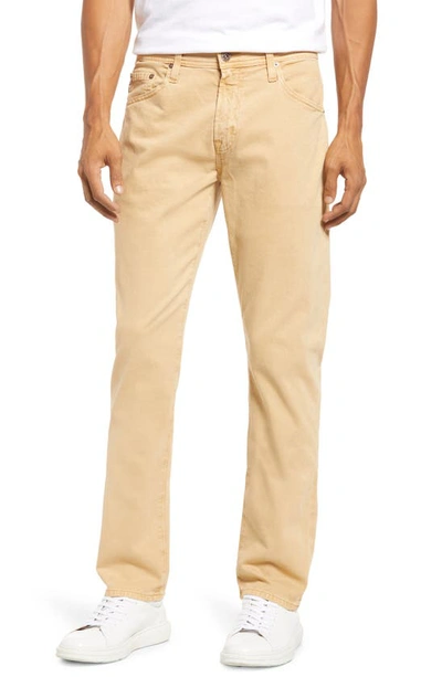 Ag Everett Sueded Stretch Sateen Straight Fit Pants In Sulfur Cali Grain