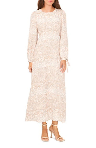 Halogen Print Long Sleeve Maxi Dress In New Ivory