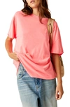 Free People Nina Crewneck T-shirt In Fluorescent Coral