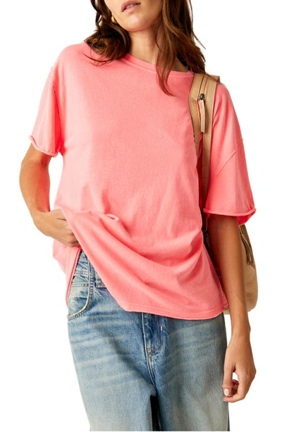 Free People Nina Crewneck T-shirt In Fluorescent Coral