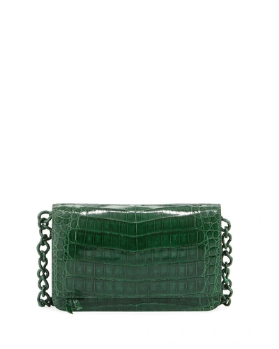 Nancy Gonzalez Crocodile Wallet On A Chain In Medium Green